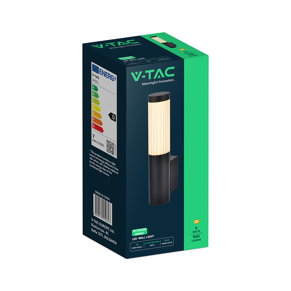 V-TAC LED-Außenwandleuchte 6W Warmweiß 3000K IP44