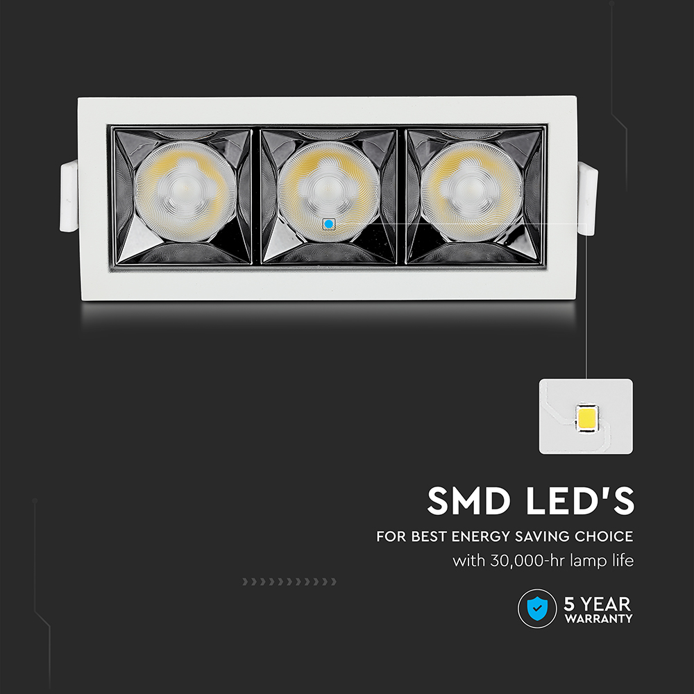 V-TAC LED Downlight 12W Rechteckig 5700K 80mm IP20