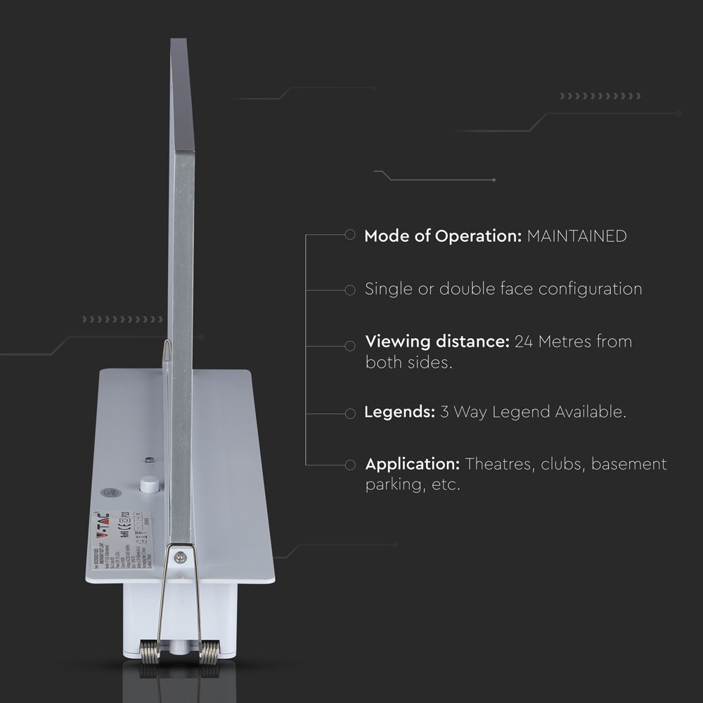 V-TAC Notlicht Wandleuchte 2W 6000K IP20