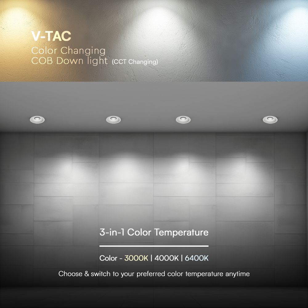 V-TAC LED Downlight 24W 3IN1 160mm IP20