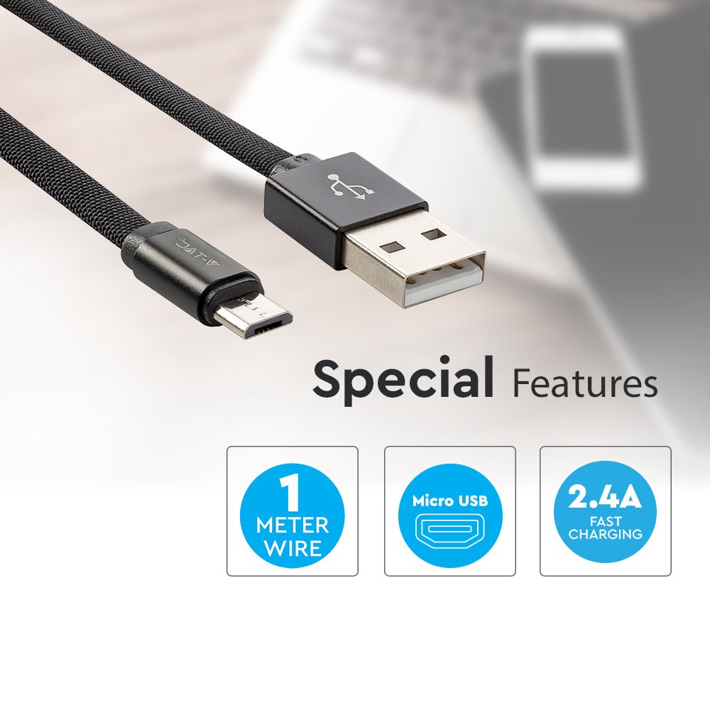 V-TAC USB Kabel Micro USB 2,4A 75mm
