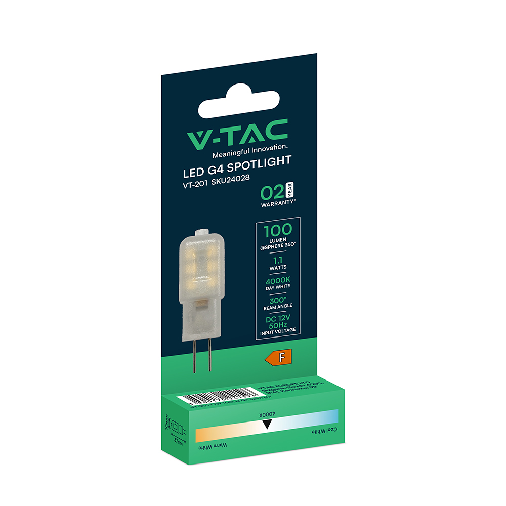 V-TAC Kapselleuchte G4 1,1W Tageslicht IP20