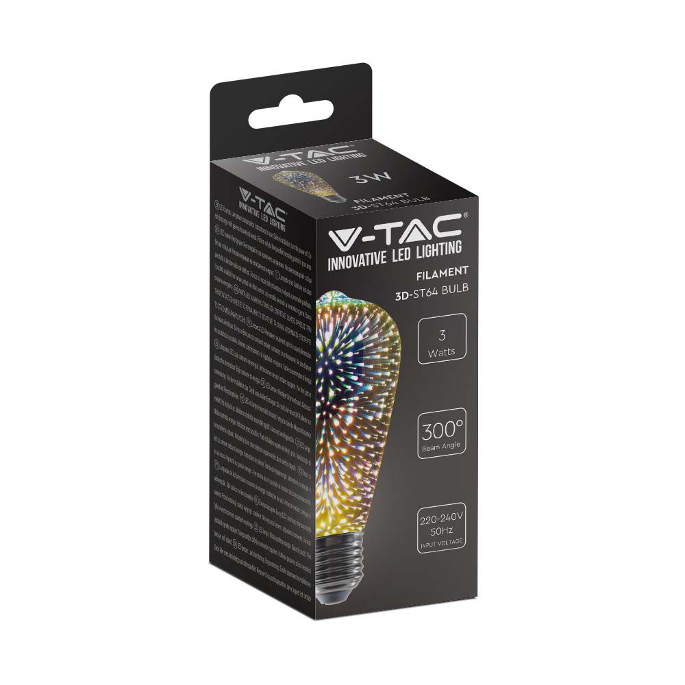 V-TAC Designer Glühbirne E27 3W ST64 Warmweiss 64mm IP20