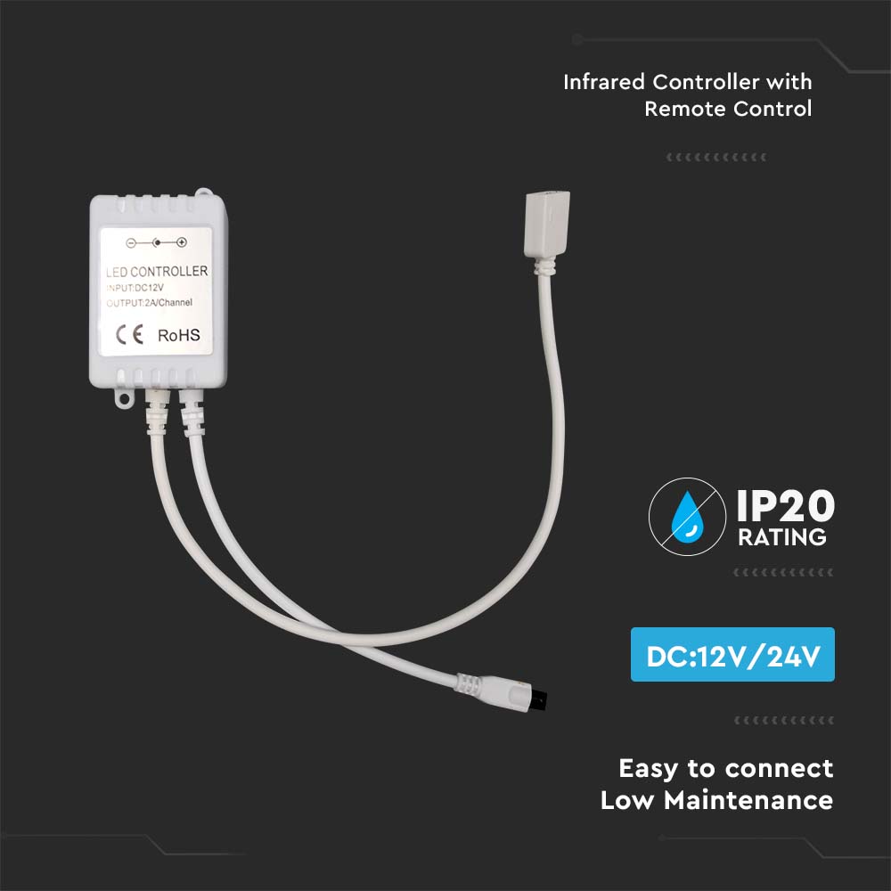 V-TAC Infrarot Controller 28 Tasten DC:12/24V 60mm IP