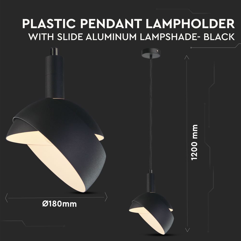 V-TAC Pendelleuchte E14 60W Schwarz 190mm IP20