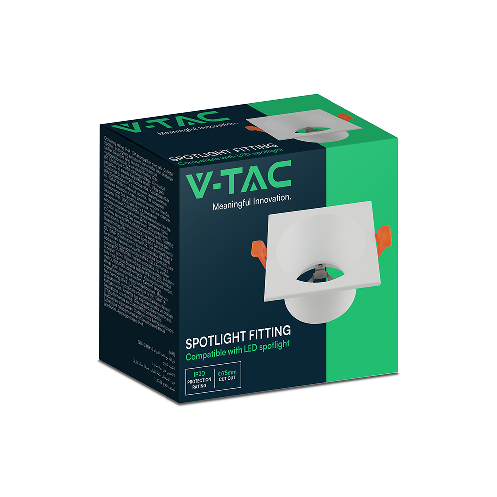 V-TAC Einbauleuchte GU10 Quadratisch IP20