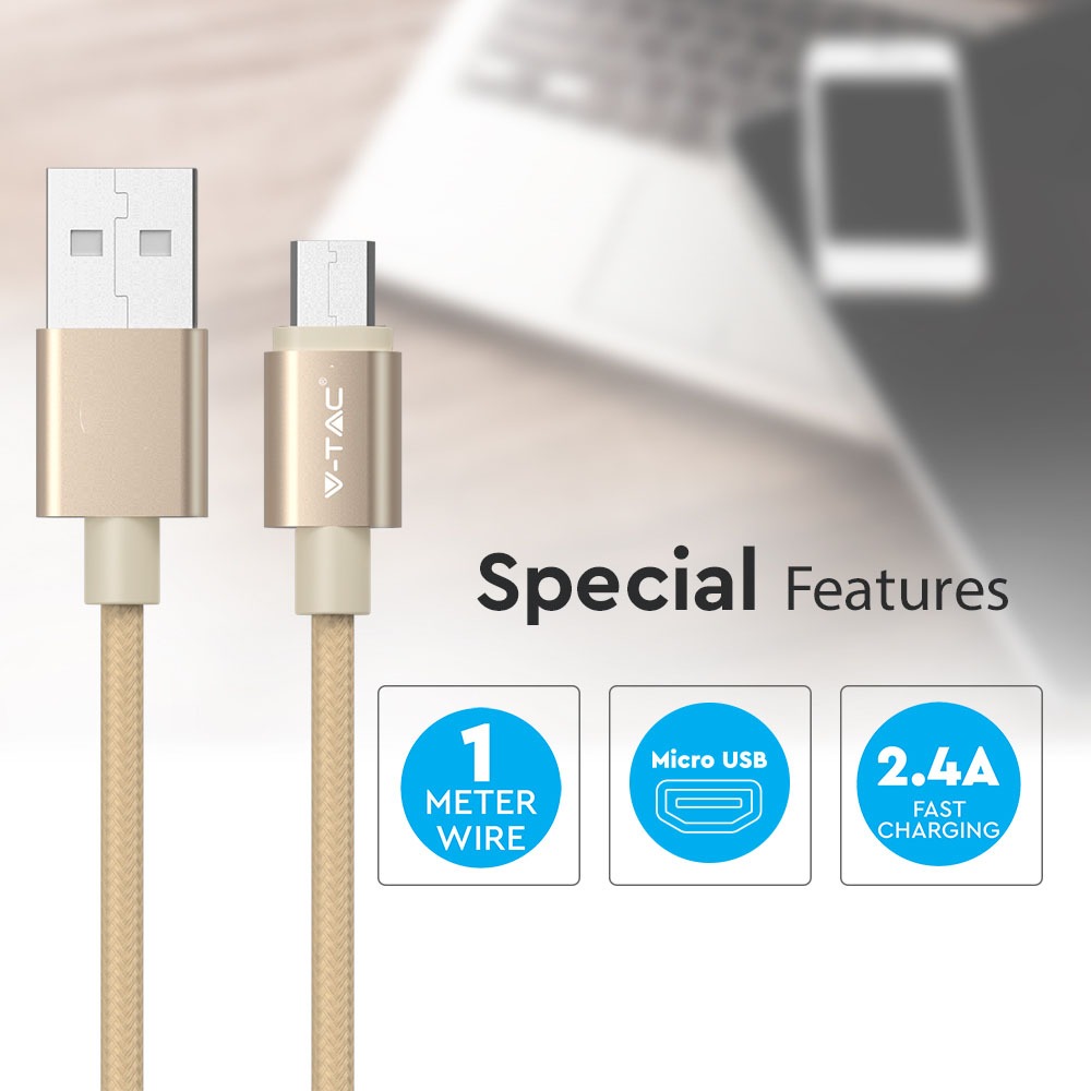 V-TAC USB Kabel Micro USB 75mm