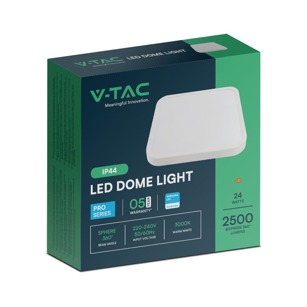V-TAC Deckenleuchte 24W Quadratisch Warmweiss IP44