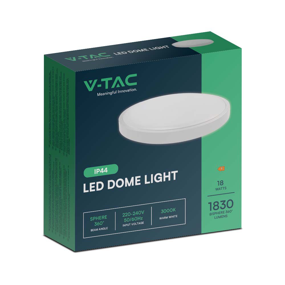V-TAC Deckenleuchte 18W Rund Warmweiss 255mm IP44