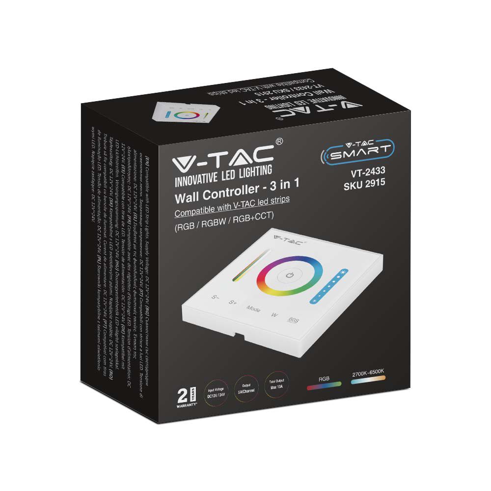 V-TAC 3IN1 Controller 10A RGB/RGBW/RGB+CCT 110mm IP