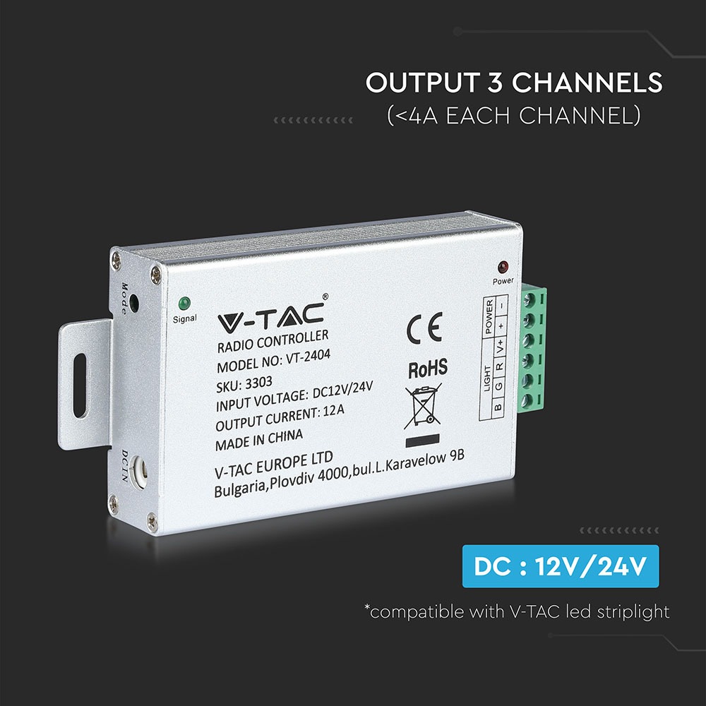 V-TAC Controller 4A IP20 135mm