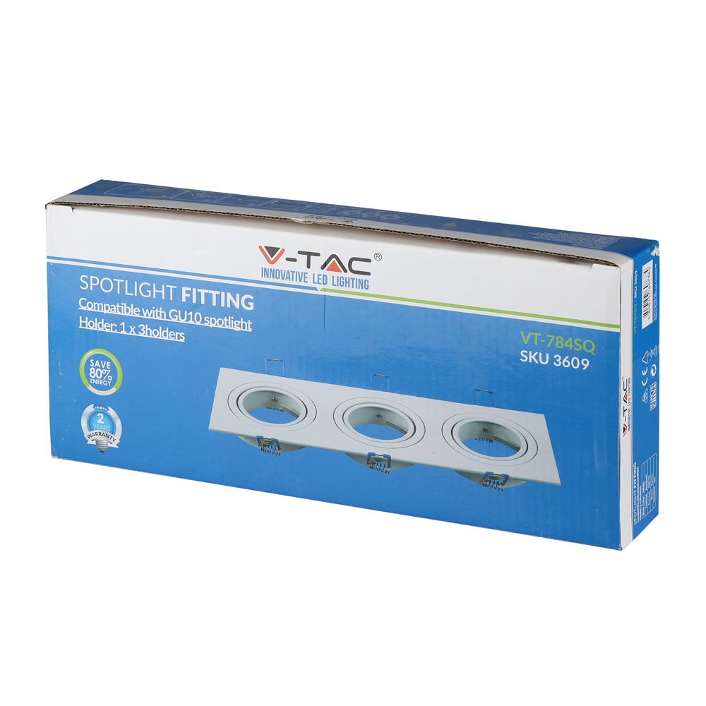 V-TAC Einbauleuchte 3XGU10 Quadrat IP20 265mm