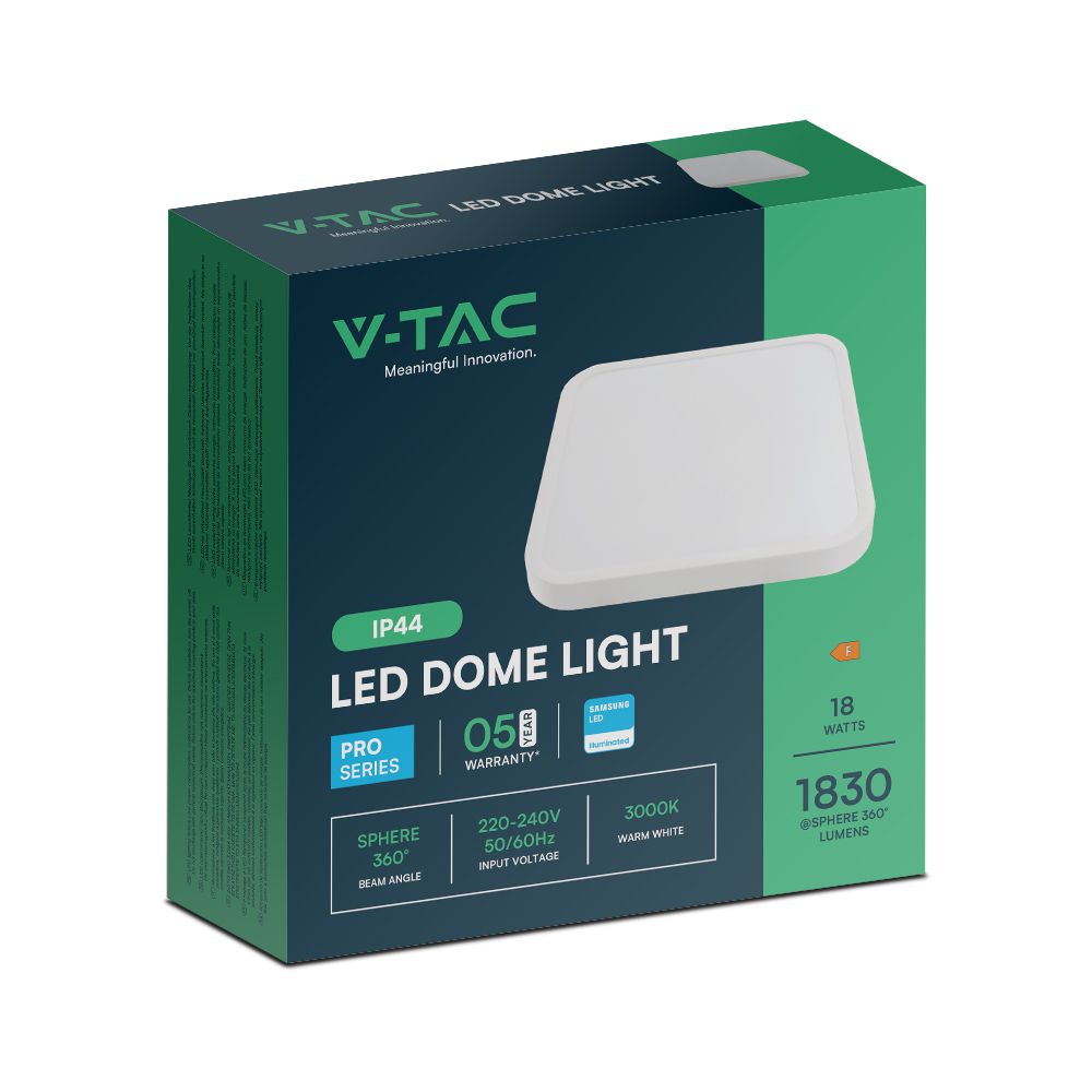 V-TAC Deckenleuchte 18W Quadratisch Tageslicht IP44