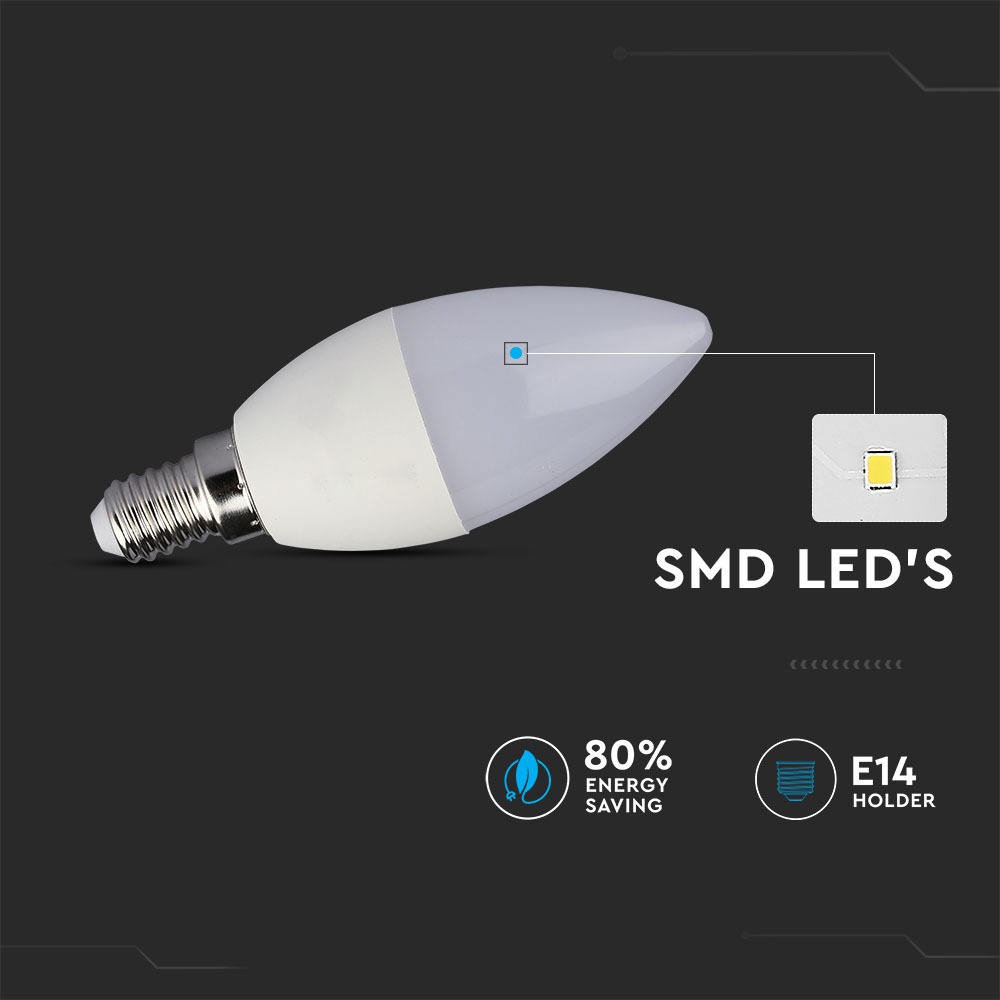 V-TAC Kerzenlampe E14 3,5W RGB 50mm IP20