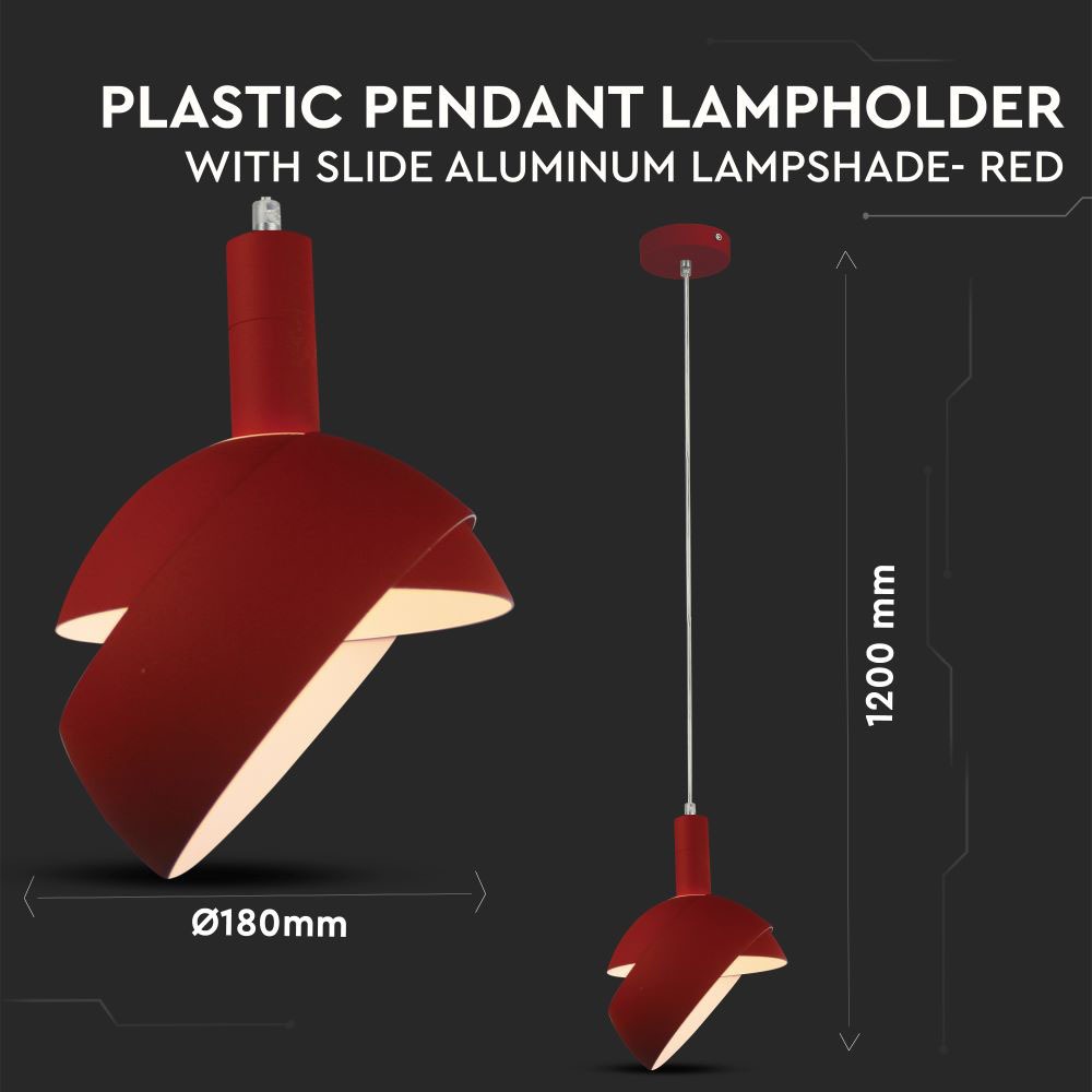 V-TAC Pendelleuchte E14 60W Rot 190mm IP20