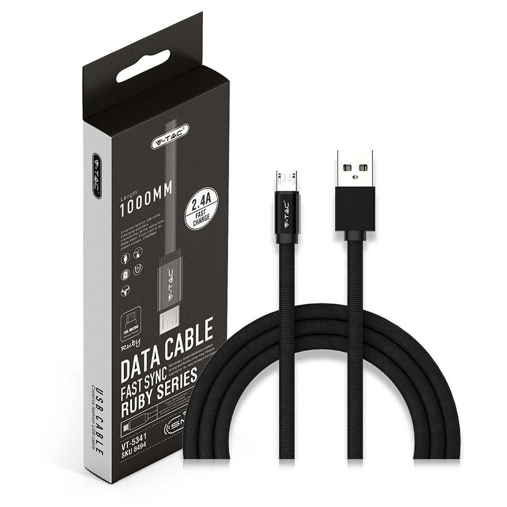 V-TAC USB Kabel Micro USB 2,4A 75mm