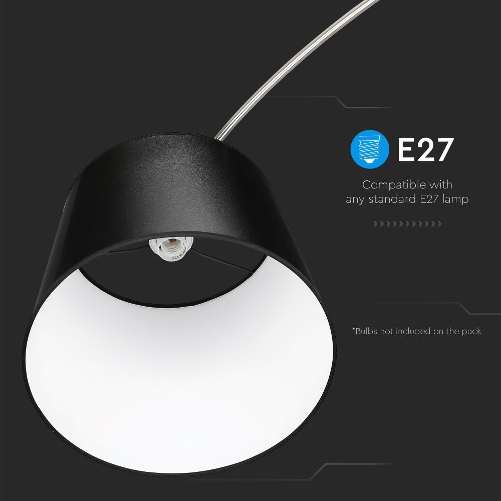 V-TAC Stehlampe E27 60W Schwarz 1360mm IP20