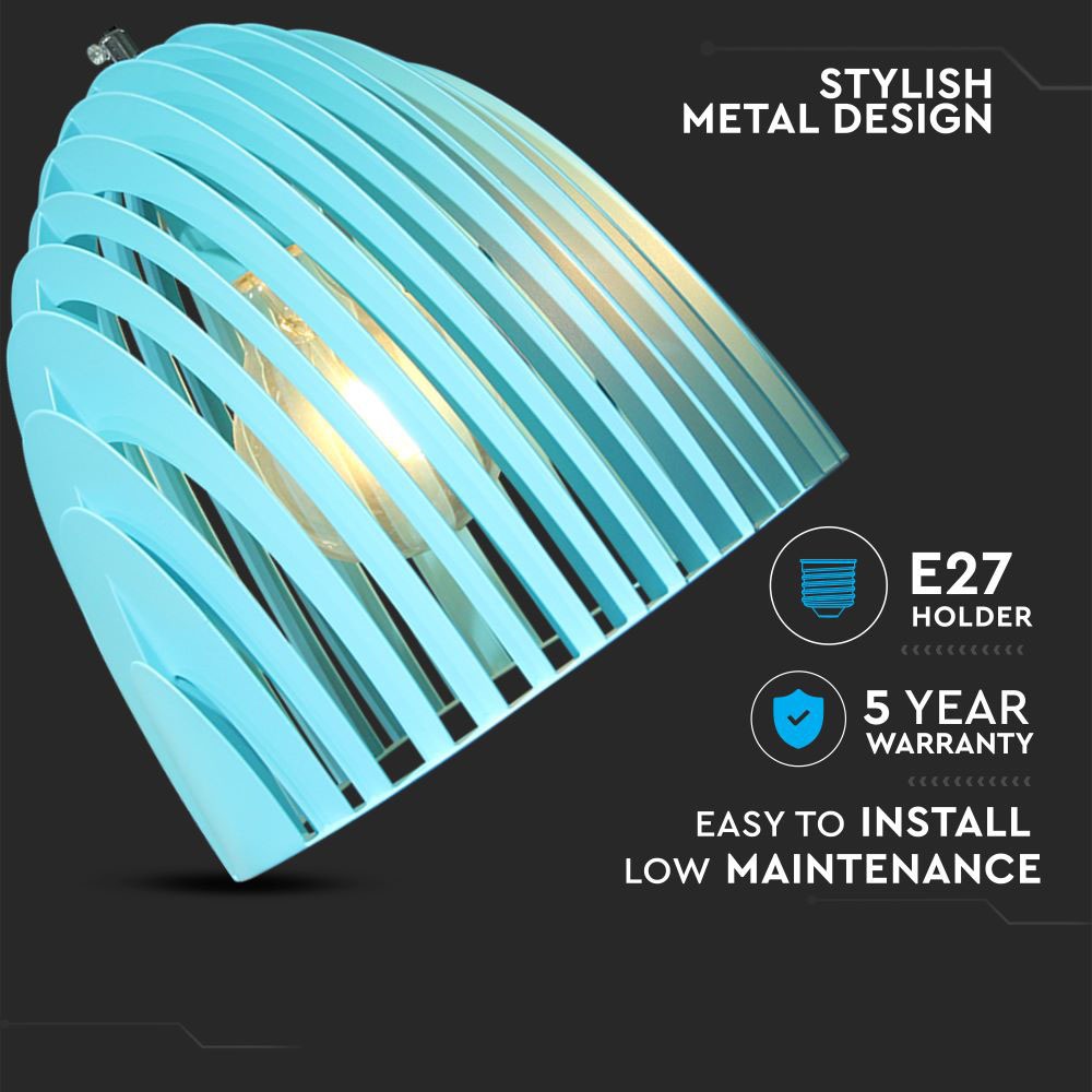 V-TAC Pendelleuchte E27 60W Blau 260mm IP20