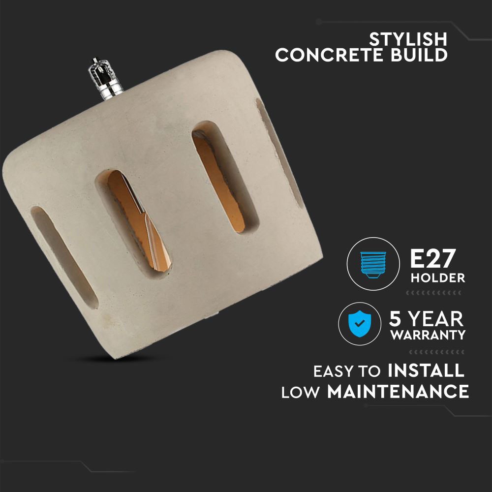 V-TAC Pendelleuchte E27 60W Beton IP20