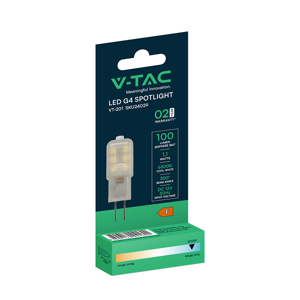 V-TAC Kapselleuchte G4 1,1W 6500K IP20