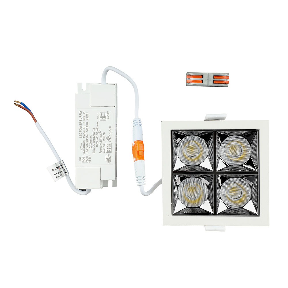 V-TAC LED Downlight 16W Quadrat Warmweiss 110mm IP20