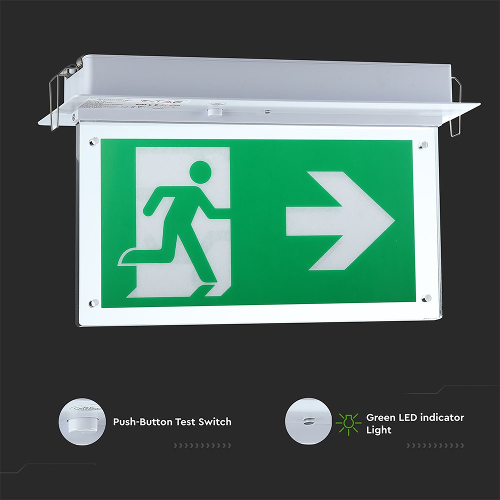 V-TAC Notlicht Wandleuchte 2W 6000K IP20