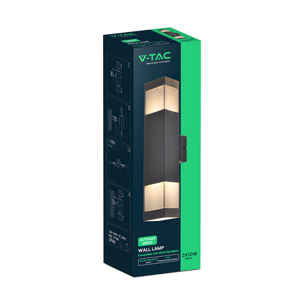 V-TAC Außenwandleuchte 2x GU10 schwarz IP44