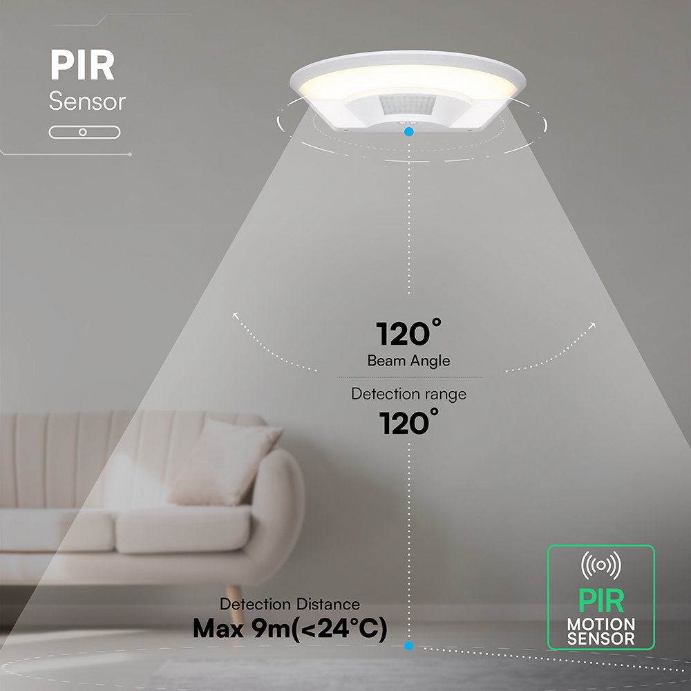 V-TAC LED-Wandleuchte 10W mit PIR-Bewegungsmelder CREE-Chip Neutralweiß 4000K weiß