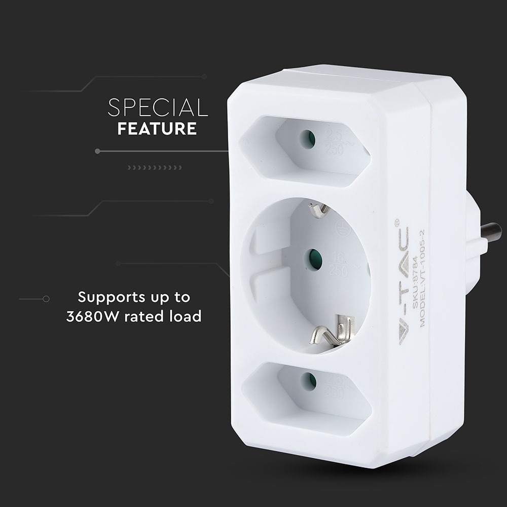 V-TAC Adapter 250V 16A IP20 50mm