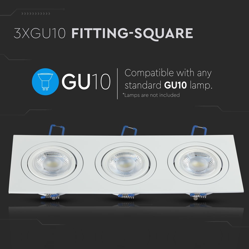 V-TAC Einbauleuchte 3XGU10 Quadrat IP20 265mm