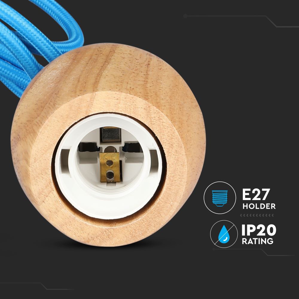 V-TAC Pendelleuchte E27 60W Holz IP20