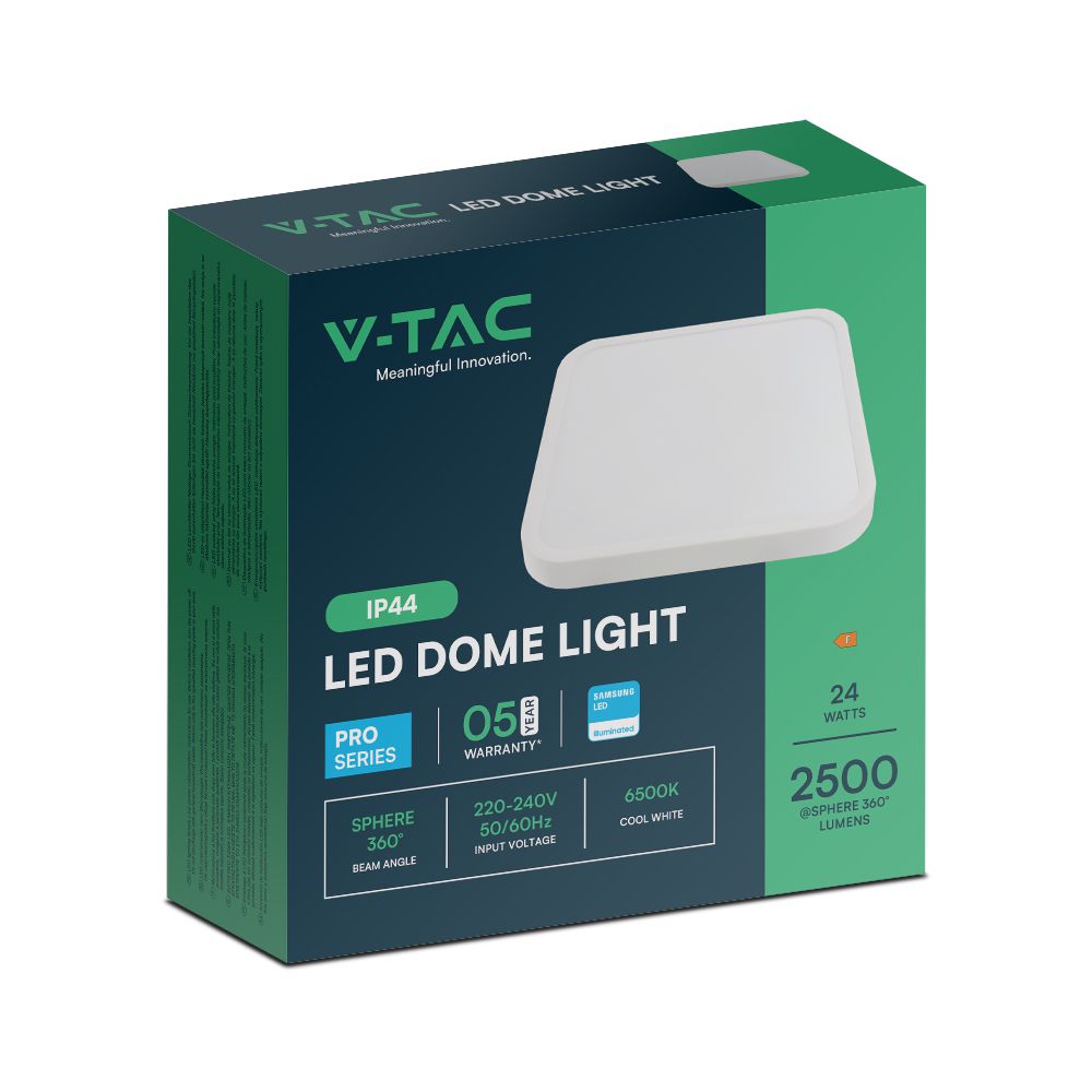V-TAC Deckenleuchte 24W Quadratisch Tageslicht IP44