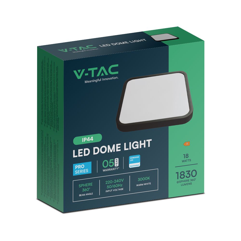 V-TAC Deckenleuchte 18W Quadratisch Warmweiss IP44