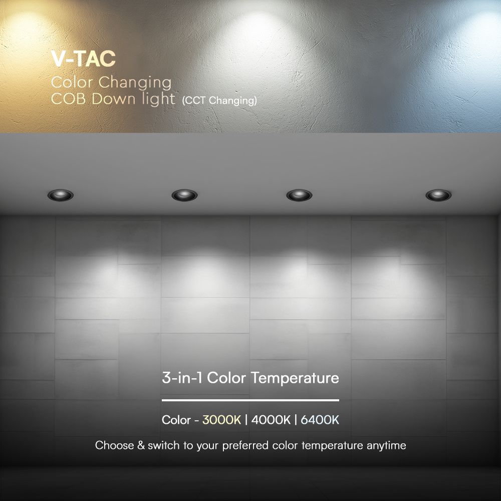 V-TAC LED Downlight 24W 3IN1 160mm IP20