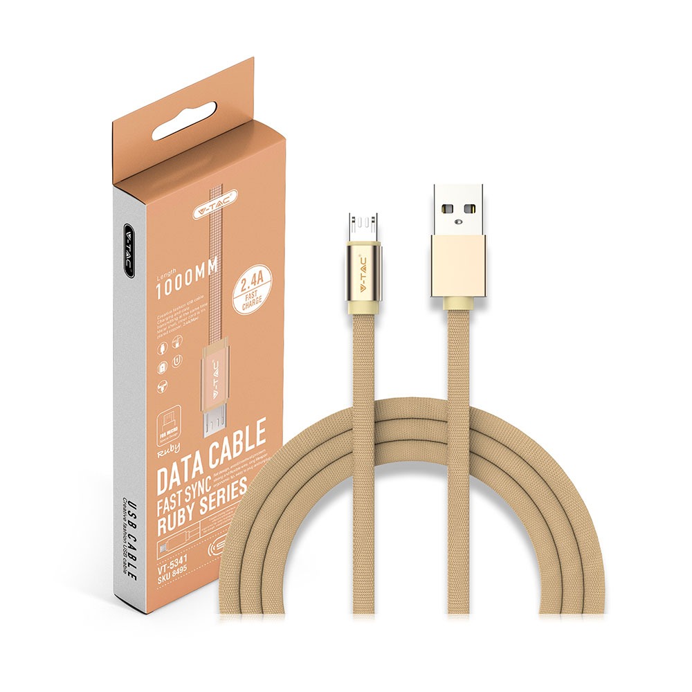 V-TAC USB Kabel Micro USB 2,4A 75mm