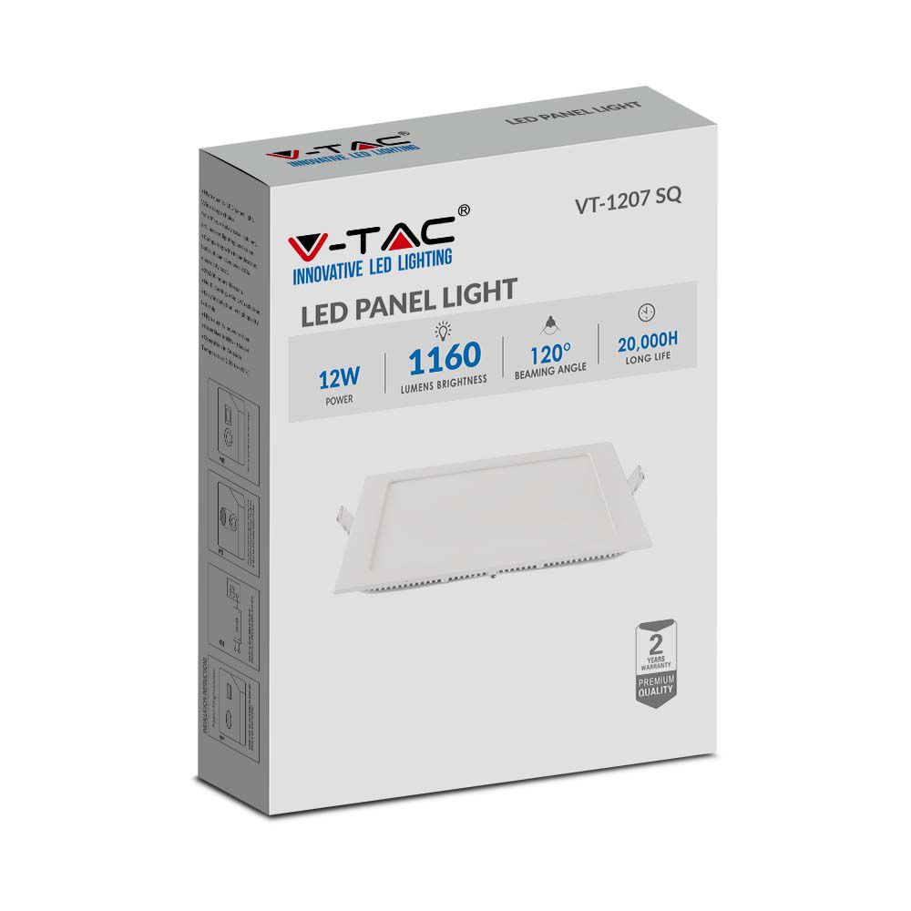 V-TAC LED Mini Panel 12W Quadrat Warmweiss 215mm IP20