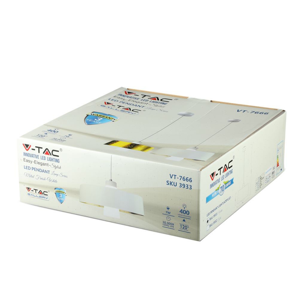 V-TAC Pendelleuchte 7W 4000K 350mm IP20