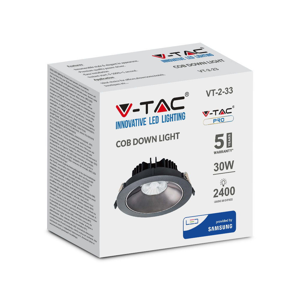 V-TAC LED Downlight 30W Rund 6400K
