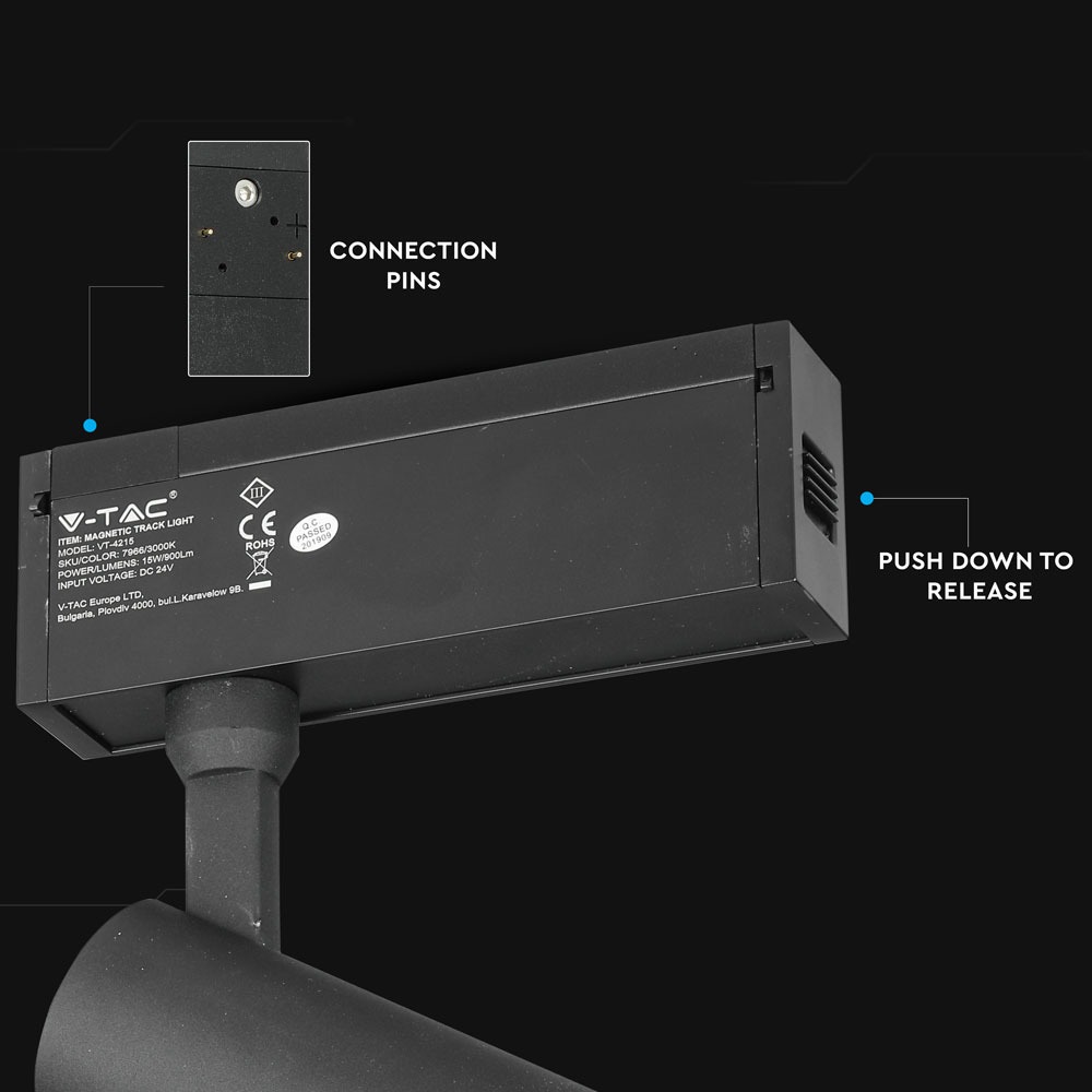 V-TAC LED Schienenleuchte 15W Warmweiss 85mm IP20