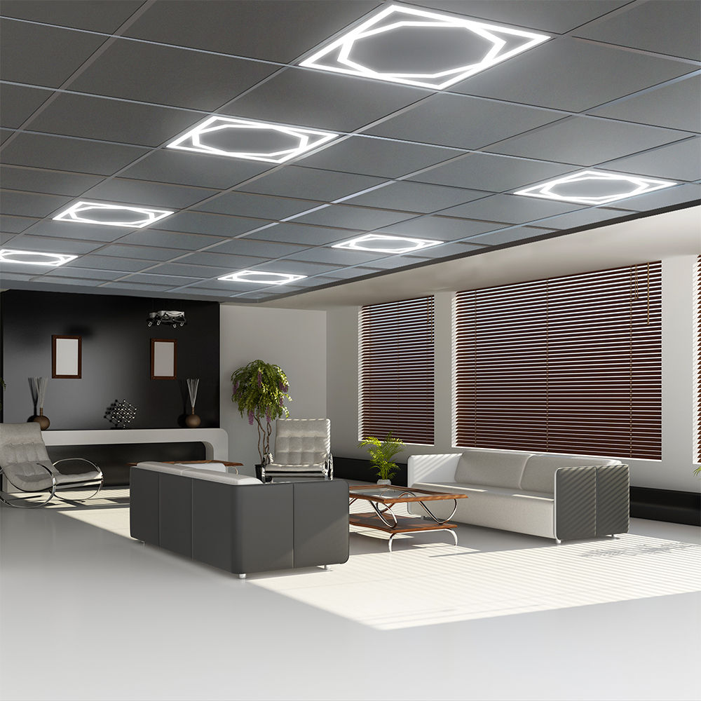 V-TAC LED-Panel 595x595 mm 72W Achteck-Design Dual-Lifud-Treiber flimmerfrei Tageslichtweiß 6500K