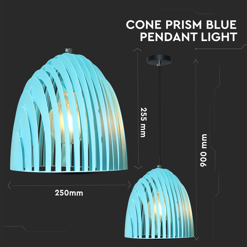 V-TAC Pendelleuchte E27 60W Blau 260mm IP20