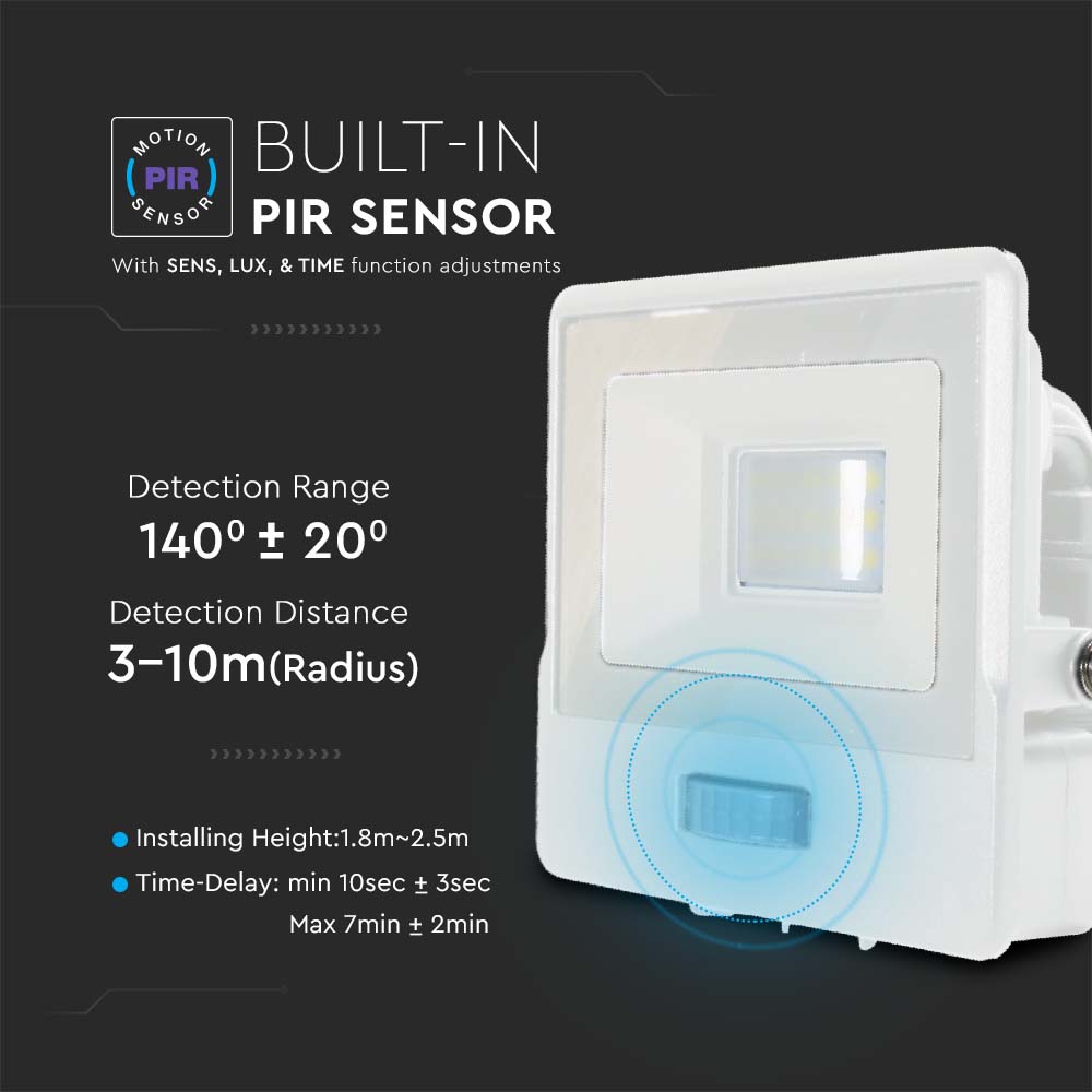 V-TAC Flutlicht 10W Weiß 6500K 138mm IP65