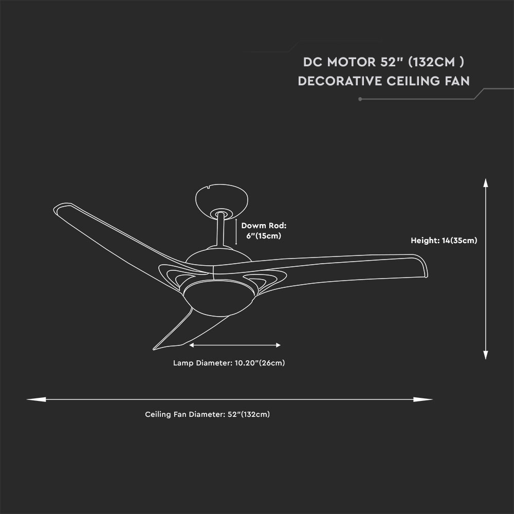 V-TAC Deckenventilator 35W 3IN1 310mm