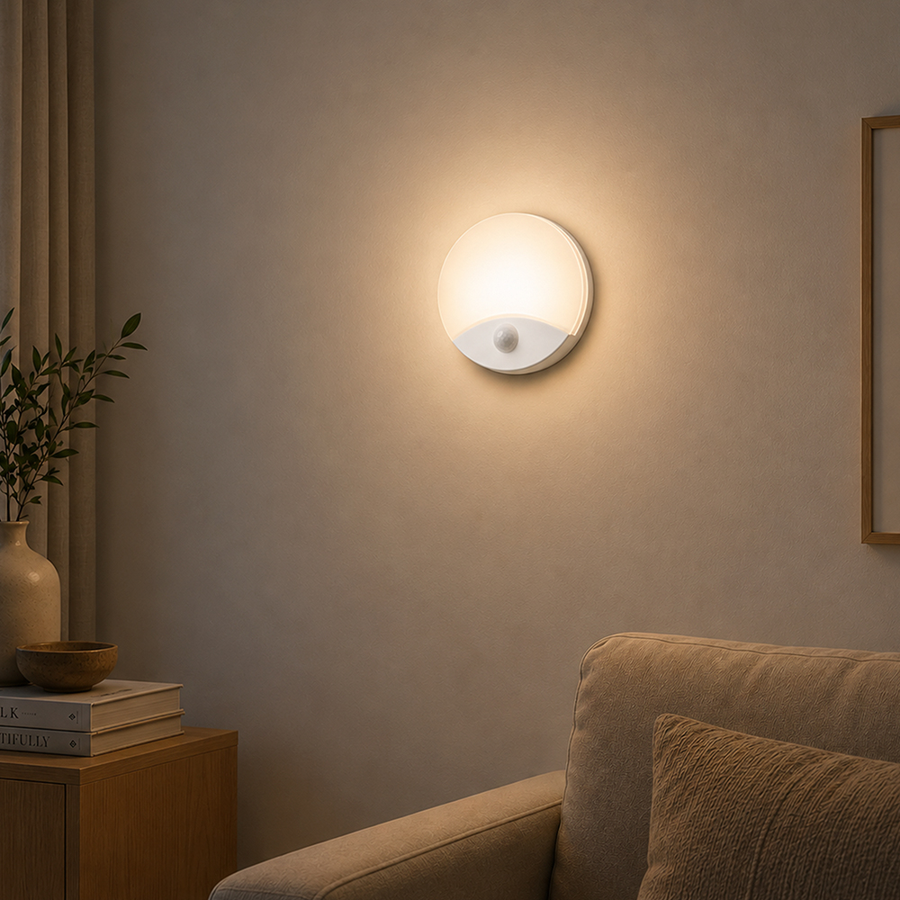 V-TAC LED-Wandleuchte rund 15W mit PIR-Bewegungsmelder CREE-Chip CCT 3in1 weiß
