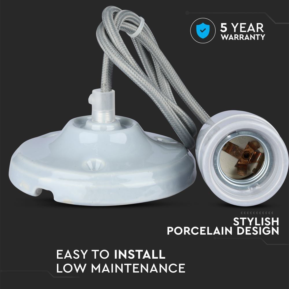 V-TAC Pendelleuchte E27 60W Grau 110mm IP20