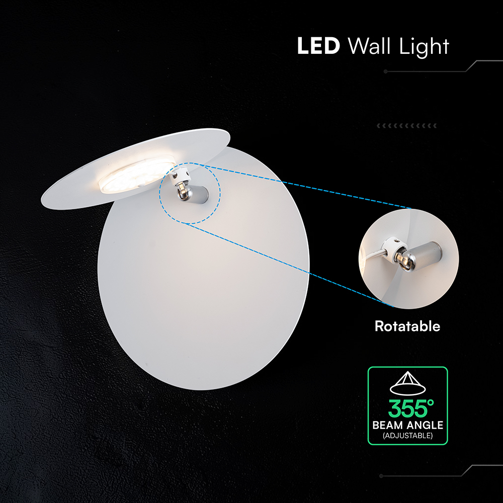 V-TAC LED-Wandleuchte 6W CREE-Chip Warmweiß 3000K weiß IP20