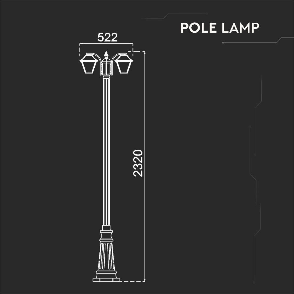 V-TAC Gartenlampe 2xE27 345mm IP44