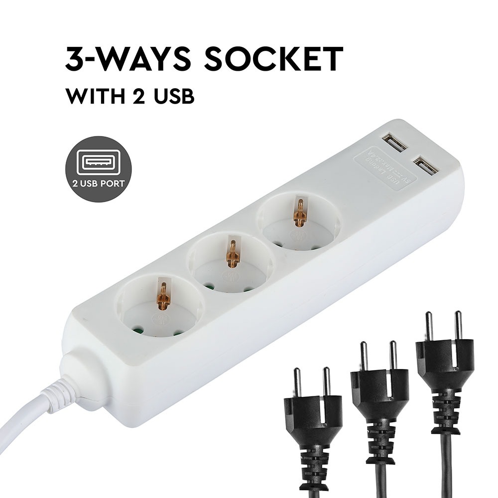 V-TAC Adapter 2 USB 3680W IP20 40mm