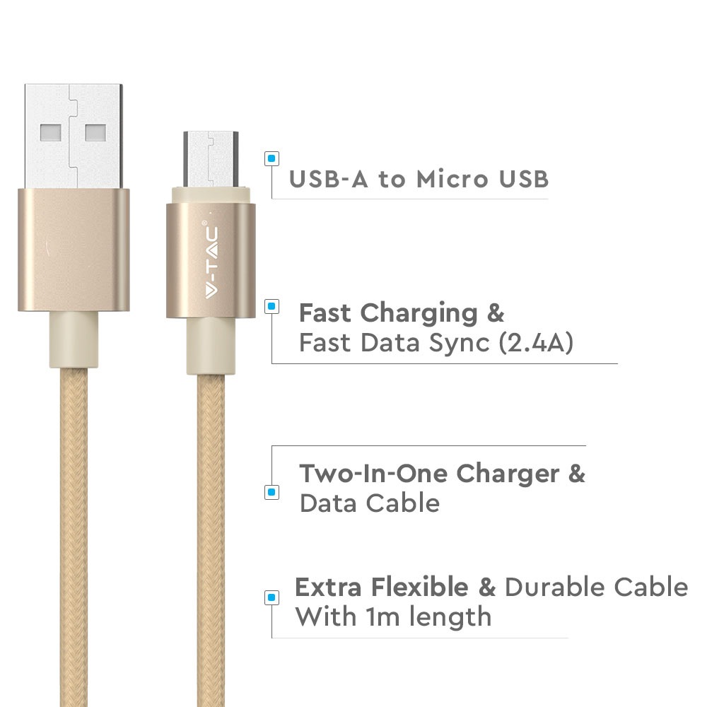 V-TAC USB Kabel Micro USB 75mm