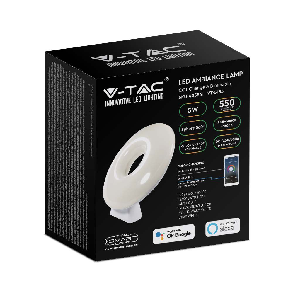 V-TAC Ambiente Lampe RGB+WW+CW 5W Rund